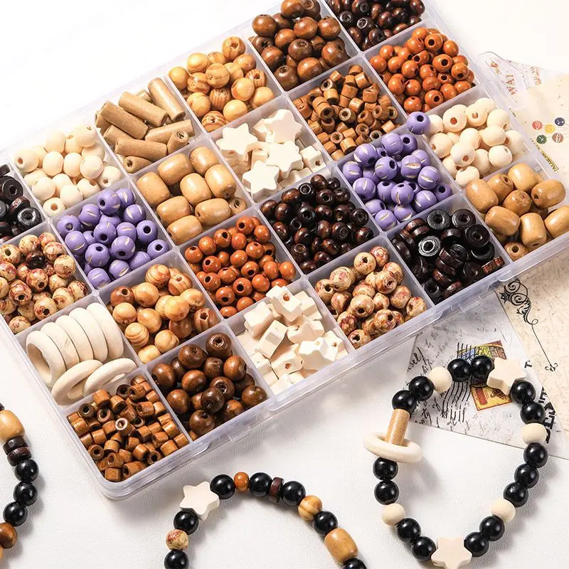 Hot selling vintage cute star wooden beads separated beads diy alphabet beads for necklace bracelet jewelry making