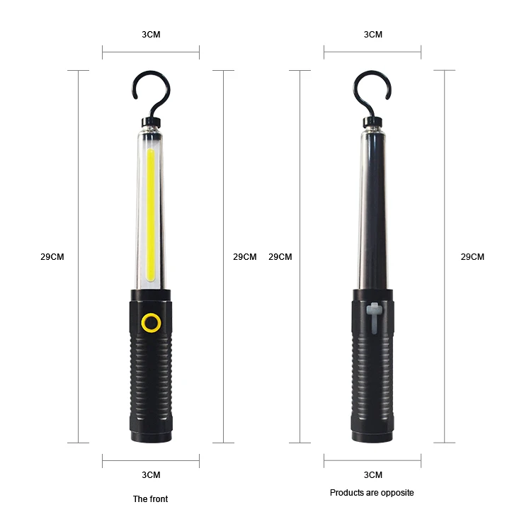 3 Modes LED Rechargeable USB Torch COB Flashlight with Detachable Magnetic Hook