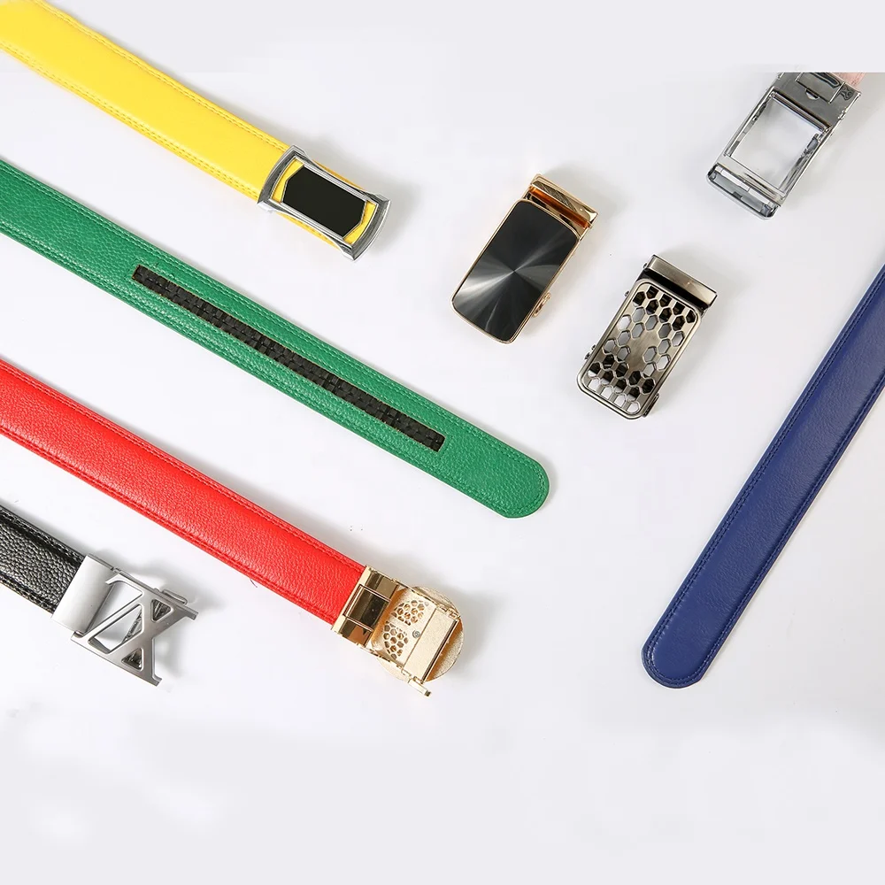 Factory Wholesale Custom Belts & Accessories Metal Logo Letter Automatic Belt Buckle Genuine Leather Belts