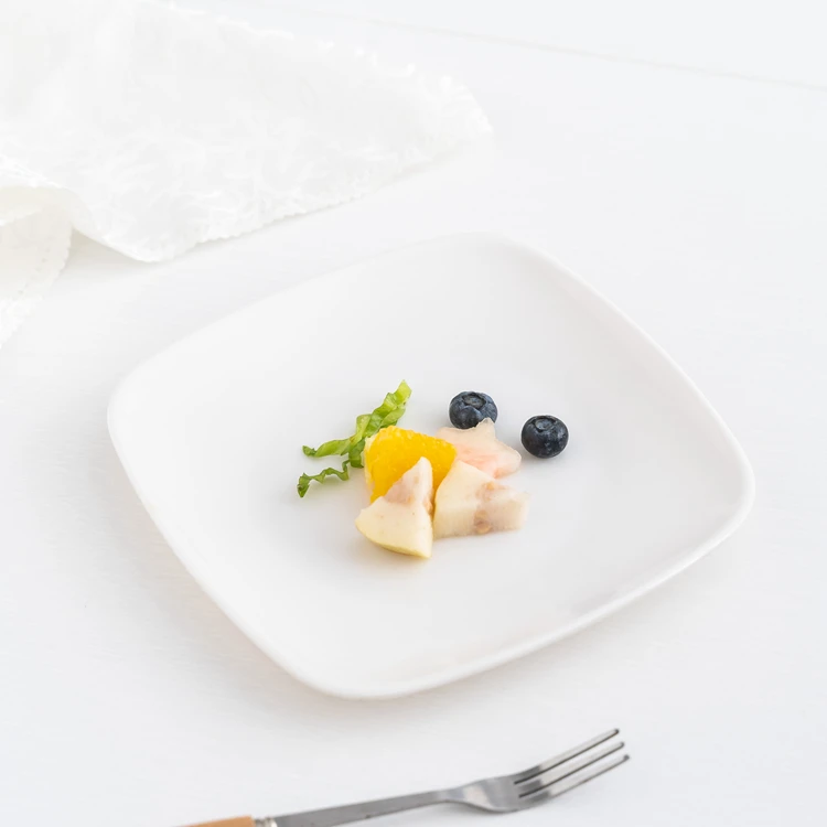 factory price 6 inch square white melamine plastic cake plate