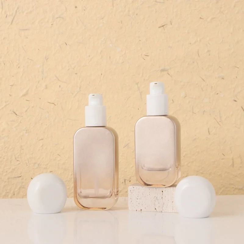 Wholesale clear black cosmetic packaging essence oil container square skincare set bottle glass 30g 50g face cream jar with lid