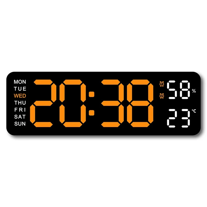 Wall Electrical Clock Hygrometer Day Digital Green Led Wall Clock Temperature Alarm Clock