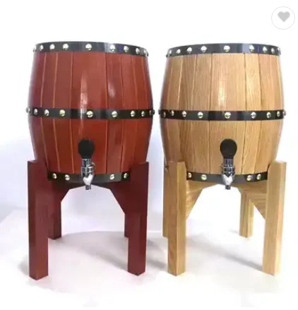 Solid Wood Wine Barrel Stainless Steel Liner Lid 5L Capacity Milk Beer Liquids Food Pack Available 3L Version Iron Paper