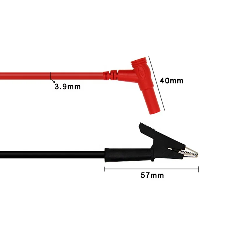 Factory low price black+red 4mm banana plug to alligator clip test lead 1M 15A Multimeter cable