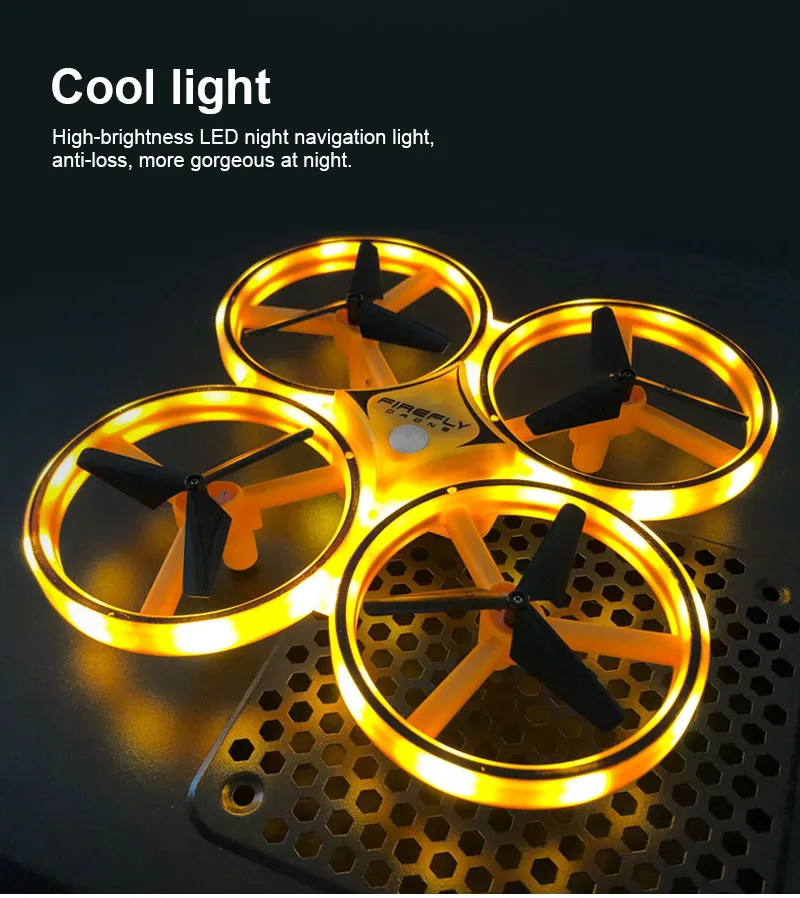 Wholesale Mini Drone with LED Light with Smart Watch Controlled RC Quadcopter Aircraft Hand Gesture Control Hand Sensor Drone