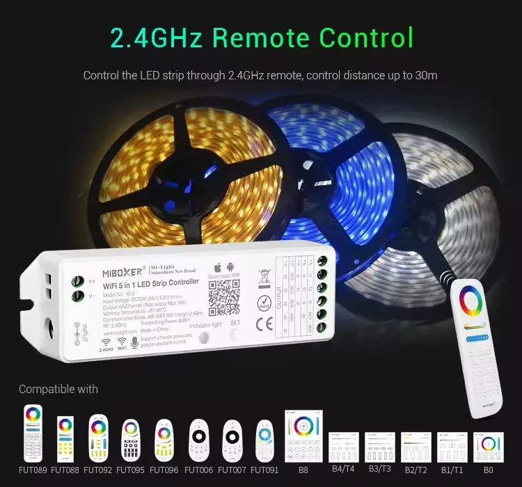 Умные товары eSann WL5 12-24 В поддержка голосового приложения Alexa Google Assistant Control RGB CCT Wifi 5 in1led Strip Controller