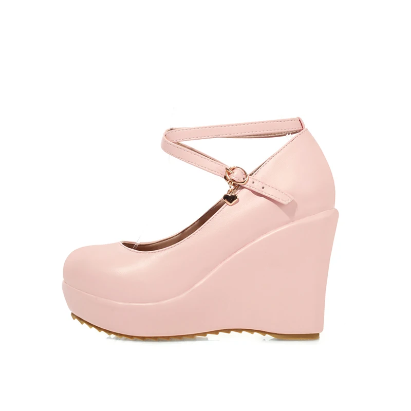 Туфли женские на танкетке, элегантные Нескользящие, на высоком каблуке, перекрестные ремешки, удобная обувь на платформе, туфли-лодочки с круглым носком для вечеринки и работы