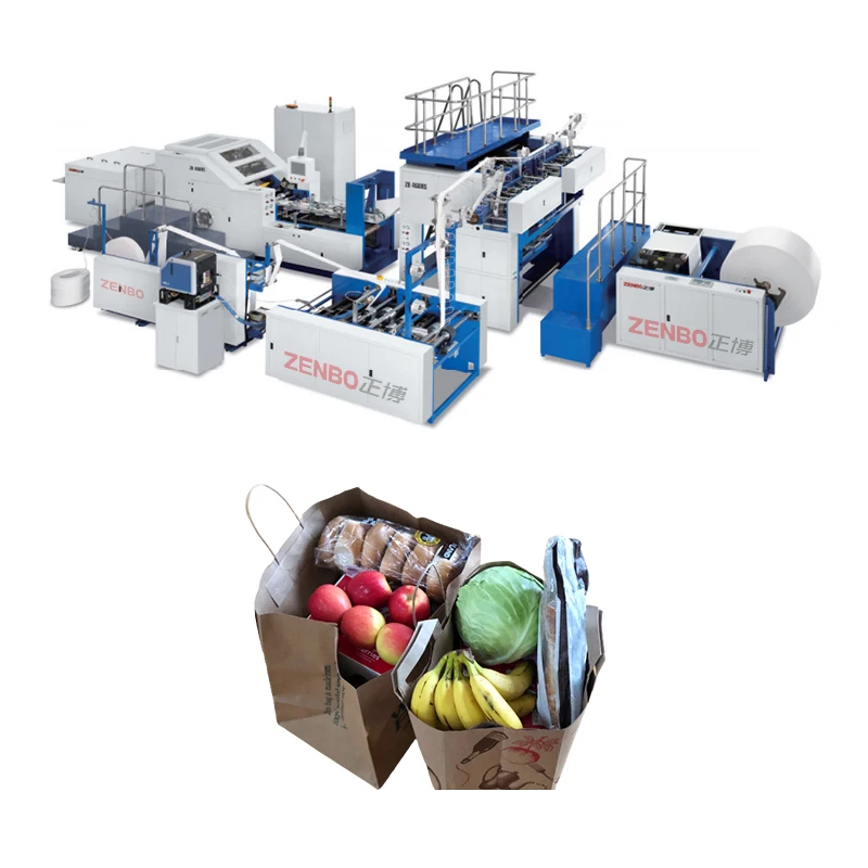 Fully automatic Square Bottom Roll-feeding large shopping kraft paper food bag making machine ZB460RS