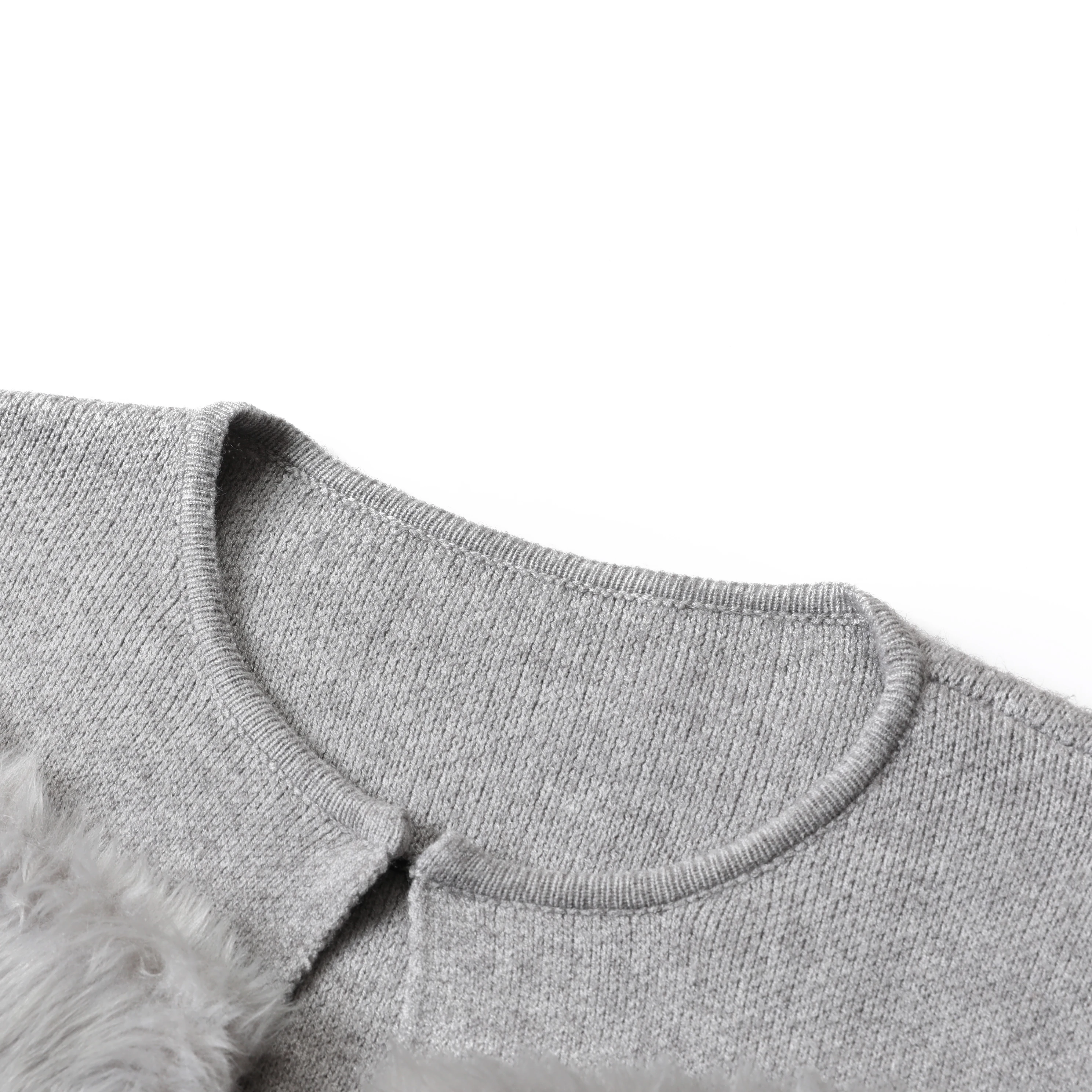 
korean high quality ins style casual simple long sleeve knitted faux fur striped sweaters cardigan with pockets 