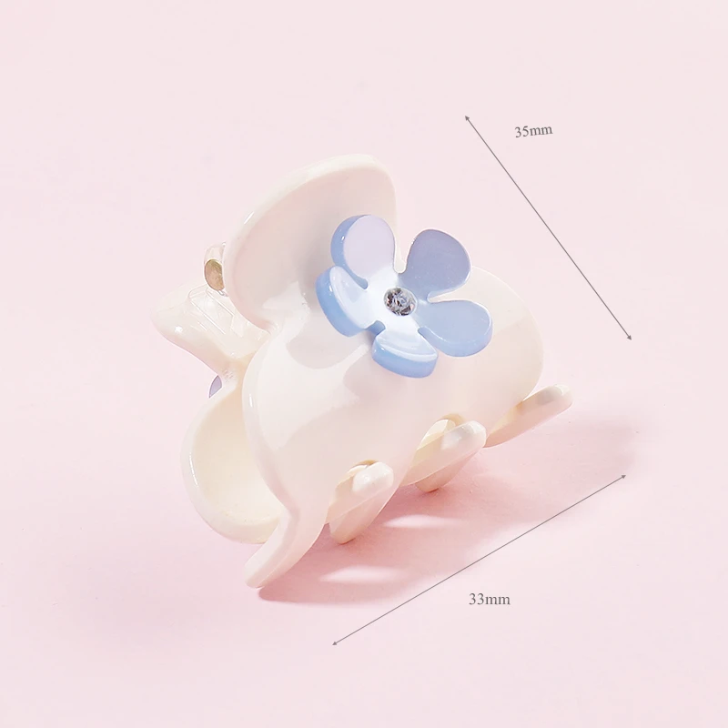 CSFZ0710 factory direct price custom color korean fashionable white small acetate hair claw with flower ladies jewelry