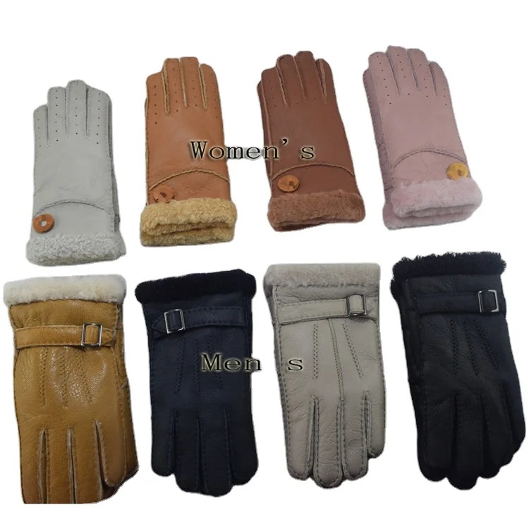 Женские зимние перчатки из овечьей кожи, кашемировые теплые перчатки с мехом, женские модные перчатки из натуральной кожи с пятью пальцами