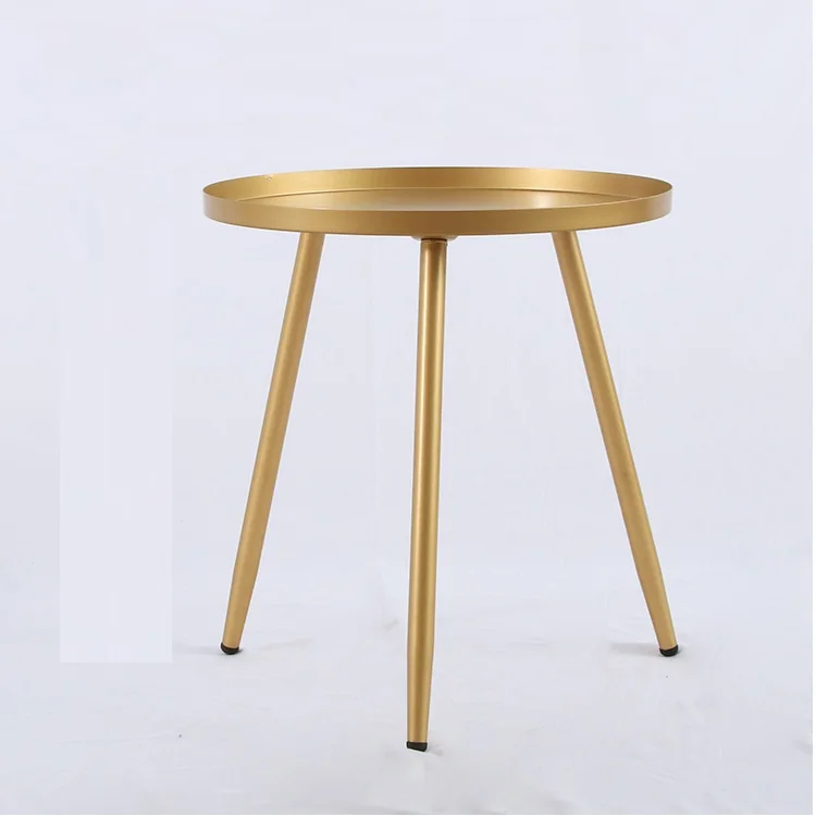 Ins round gold metal office home coffee side table