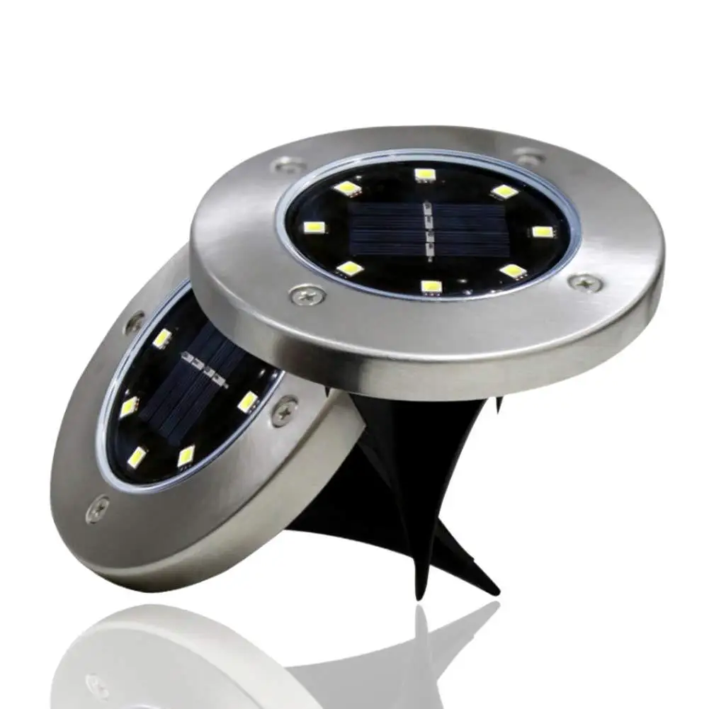 2023 LED Solar Ground Outdoor Garden 8 Led Pathway Lawn Disk Underground Lamp