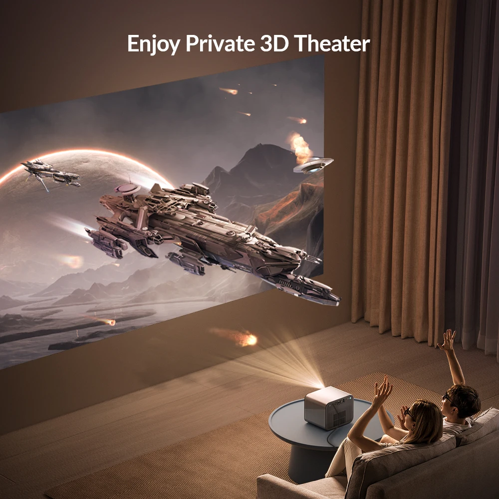 BYINTEK R90 ROCK Full HD 1080P DLP Projector 2200 ANSI Lumens Android TV 11.0 3D 4K BT5.0 Standard Auto-focu  projector