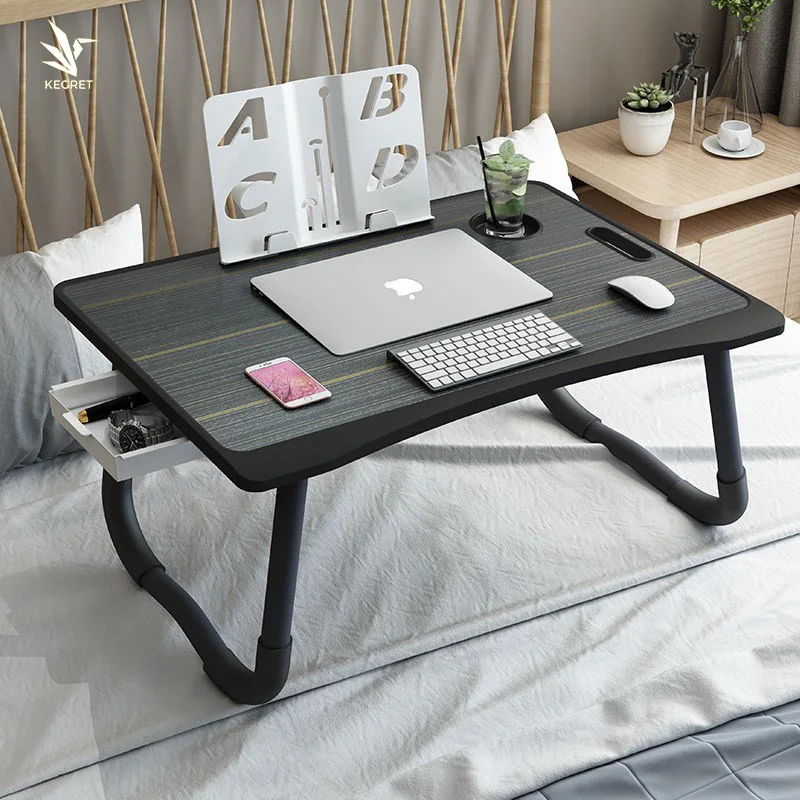 
Customized New Upgraded Plastic Injection Lazy Foldable Laptop Table Notebook Stand with Cup Holder and Handle for Bed 