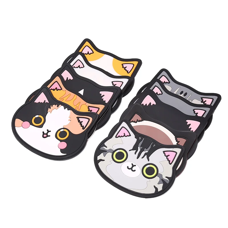 Cartoon Cat Kitchen Heat Insulation anti slip custom pvc Silicone Waterproof mat Pads Coffee cup Coasters for drink