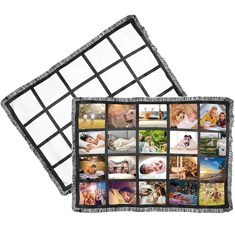 Personalized Customized  Sublimation Blank Blanket  15 and 9 Panel Photo Sublimation Blank Throw Blanket