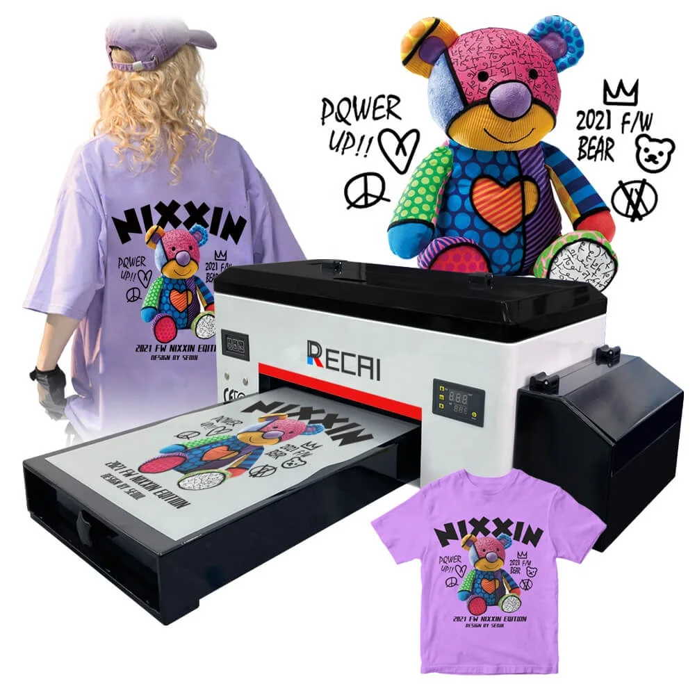 RECAI A3 DTF Printer T Shirt Textile Printing Machine Heat PET Film DTF Printer with DX9 Print Heads for EPSON Free Sea Shipping