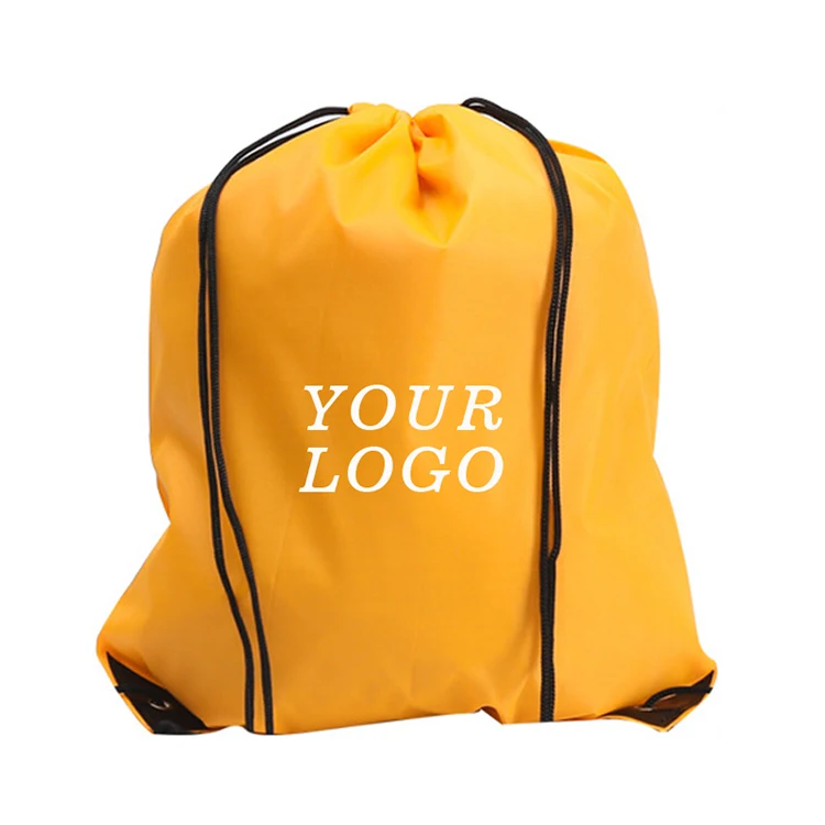 Custom Logo Nylon Draw String Bag Full Color Cinch Backpack Waterproof 210D Polyester Drawstring Bag