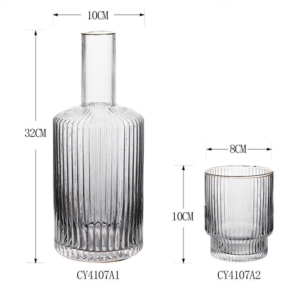 Merlin Living Unique Vintage Ribbed Juice Cocktail Whiskey Glass Liquor Decanter Nordic Wedding Party Birthdays for Home Decor