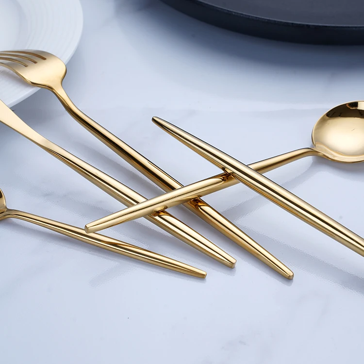 Shiny Mirror Gold Plated Flatware Wedding Event Cutipol Stainless Steel Cutlery Set