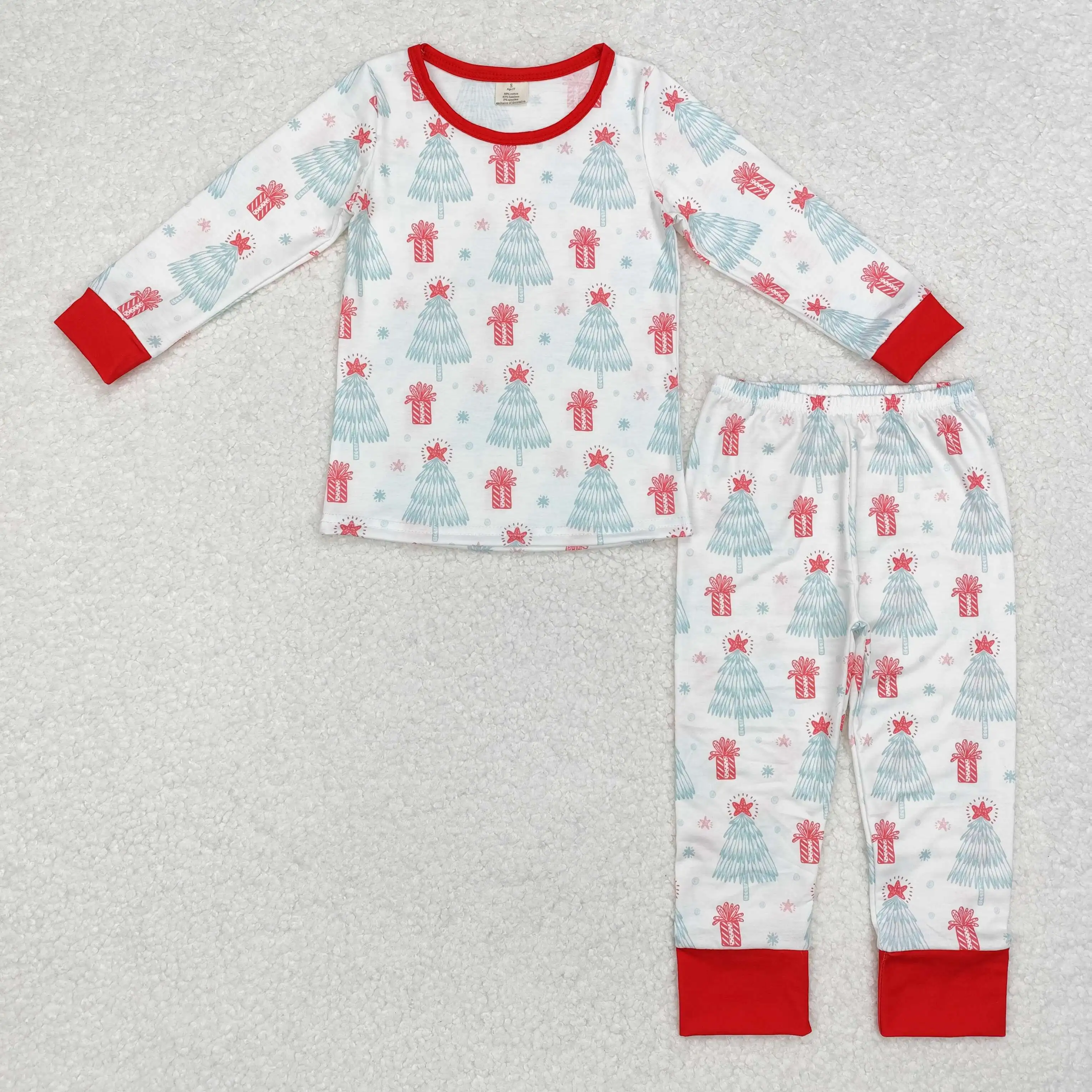 BLP0860 Boutique Kids Clothes Boys Autumn Pajamas Outfit Sets Long Sleeves Modal Christmas Print With Trousers Children Clothes