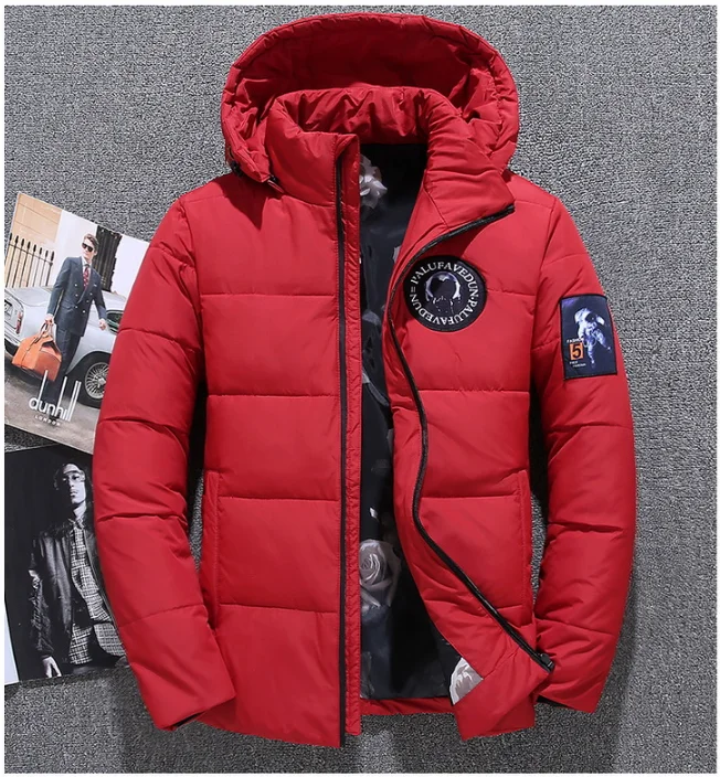 JACKETOWN 2022 Winter Jacket Men Thermal Thick Coat Snow Red Black Parka Male Warm Outwear Fashion White Duck Down Jacket Men