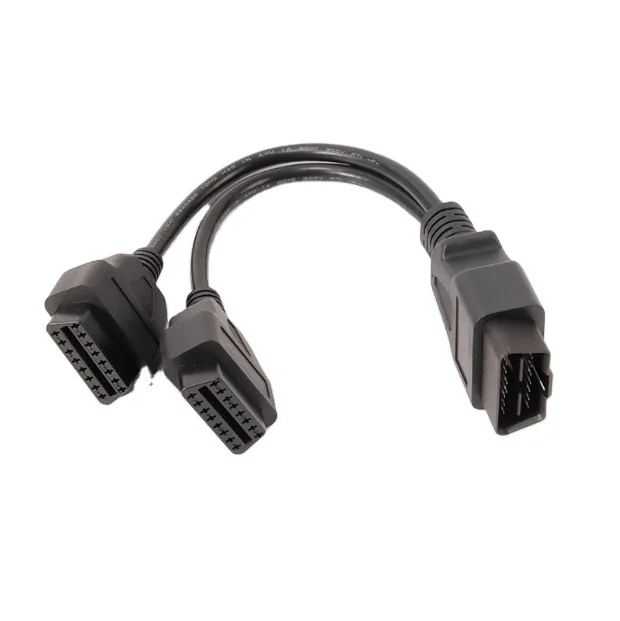 OBD16pin Extension Cable Two-way Conversion Cable Suitable for 2 OBD Devices Wholesale OBD2 Wire Harness for Car Computer