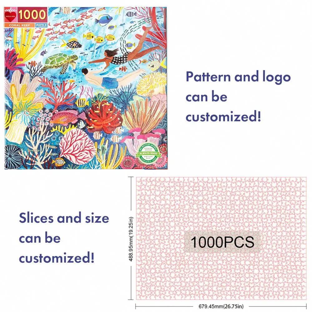Custom unnique 500 pieces color paint elephant jigsaw puzzle