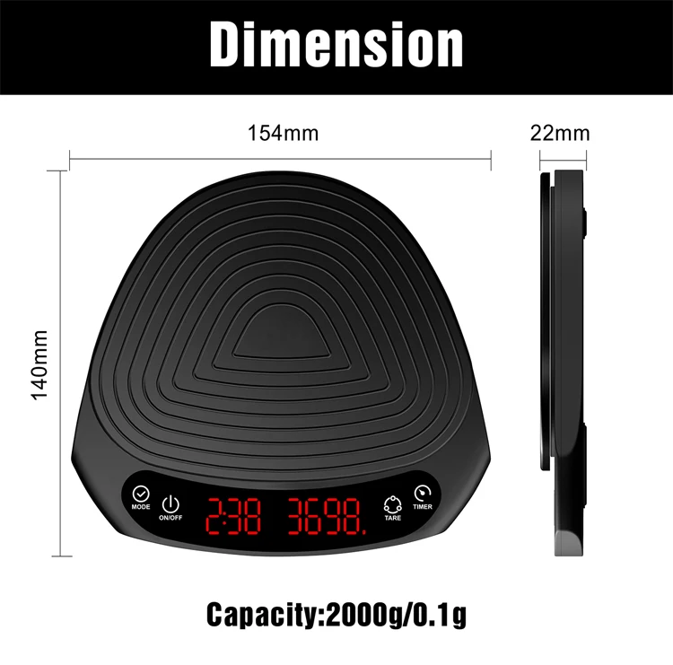 Automatic Timing Coffee Scale With Silicone Insulation Pad For Brewing Perfect Coffee Scale With Timer Coffe Scale Digital