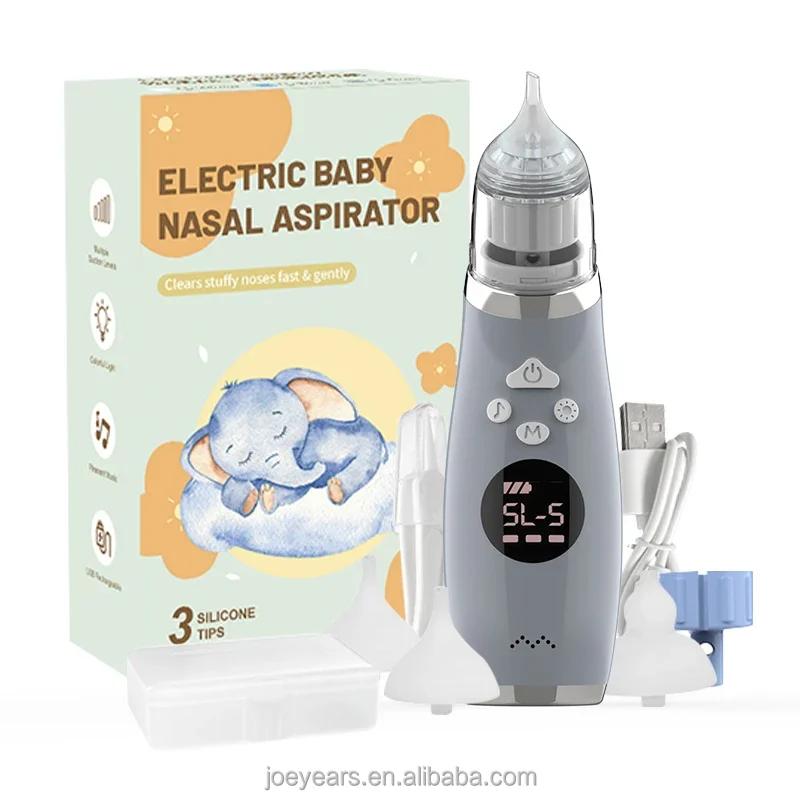 Electric Nose Aspirator 5 Adjustable Gears Light and Soothing Food Grade BPA Free Silicone Baby Nasal Aspirator With Music