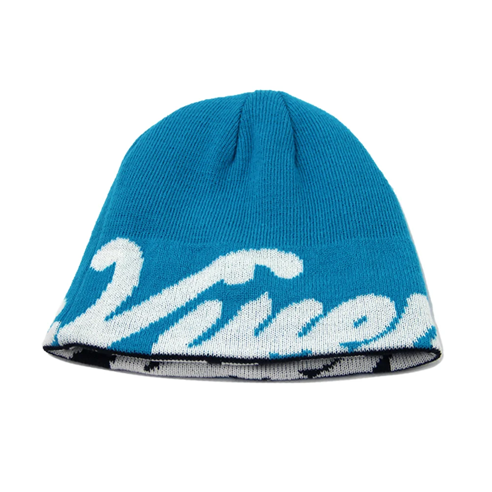 Jacquard Custom Knitted Beanie Embroidery Logo Acrylic Knitted Winter Beanie Hat Fitted Knitting Letters Beanies