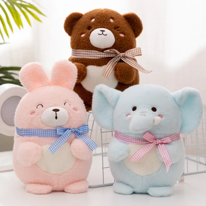Cute forest animal plush toy doll soft cute chocolate bear pink rabbit baby elephant doll pillow