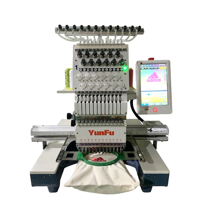 Big Sale!!! Single Head 12/15 Needles 1200 RPM  China Factory YUNFU Embroidery Machine Computerized Computer Embroidery Machines
