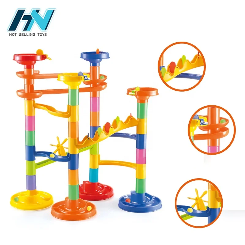 68pcs kids diy marble run balls building bricks track toy set blocks track