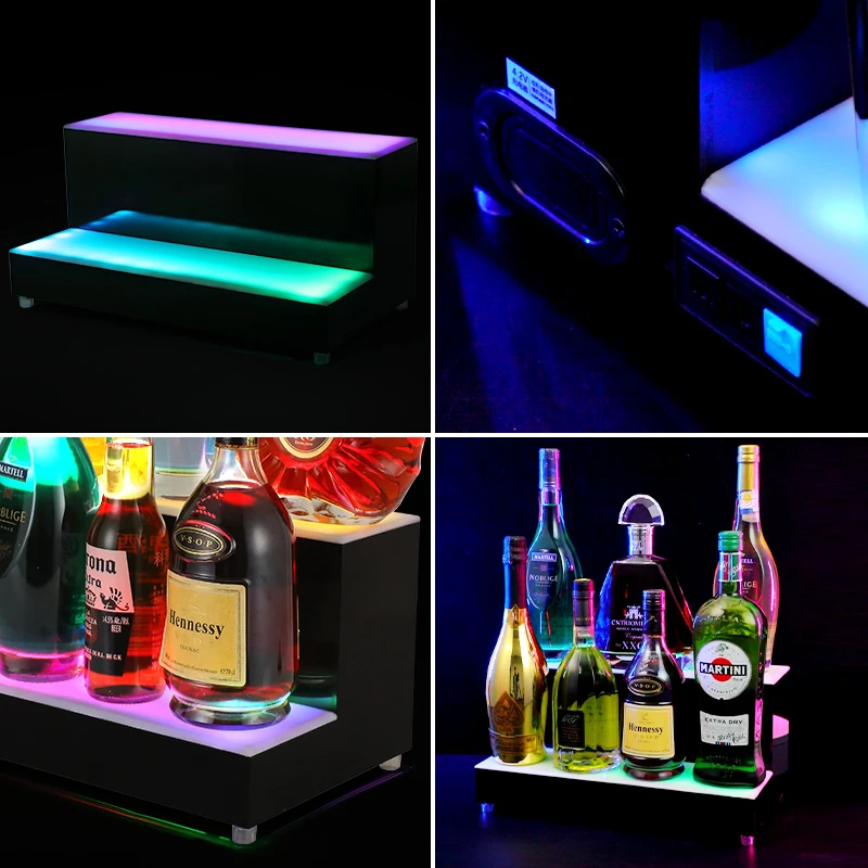 Custom LED Lighted Liquor Bar Bottle Display Nightclub bar LED lighted wine bottle display stand Led Bottle Presenter