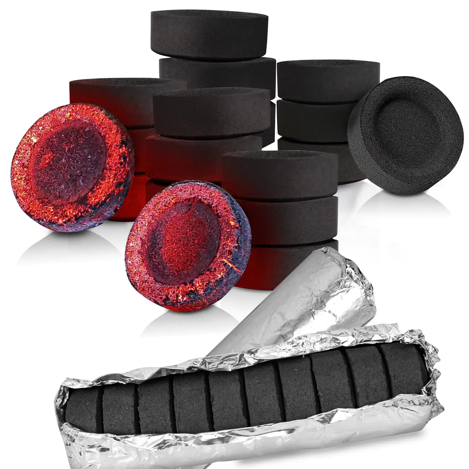 Smokeless fruit wood hookah charcoal piece round coal instant light quick light charcoal tablet