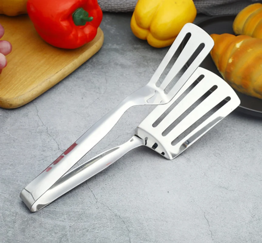Multifunction Double Sided Kitchen Spatula Portable Stainless Steel Fish Spatula Helpful Frying Spatula