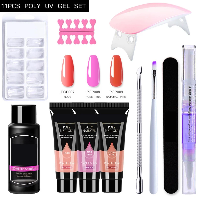 Nail tips tool brush equipment  full manicure nail set kit with uv lamp for women