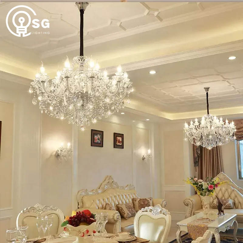 SG Custom murano glass led lights lighting chandelier high dining room luxury large modern maria theresa crystal chandelier