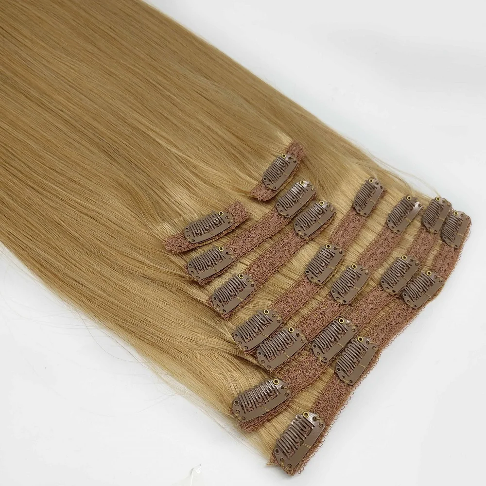 China Factory Wholesale Price Real Human Hair Double Drawn Clip In Hair Extensions With Cuticle