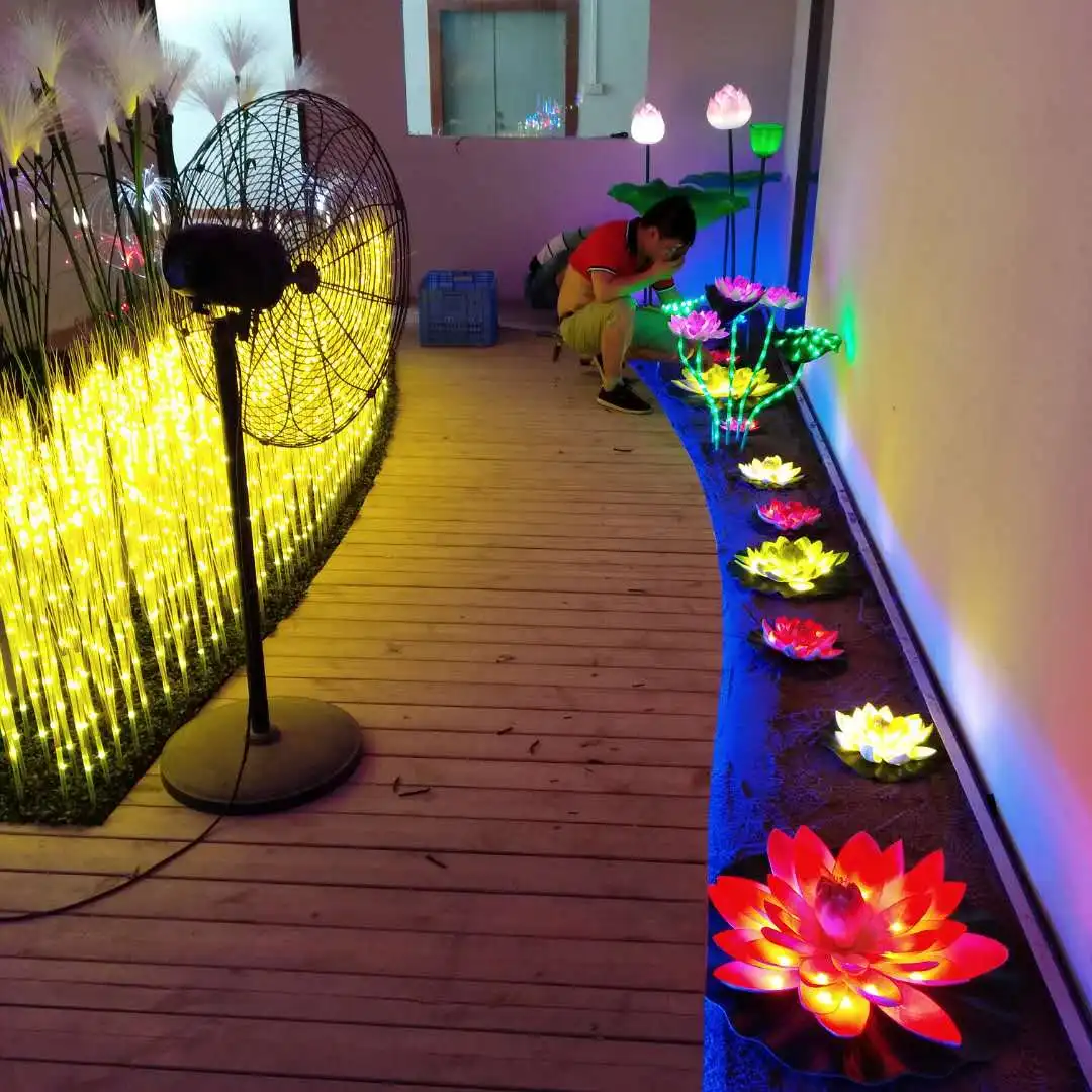 Floating Pool Lights Lotus Flower Lantern Artificial Foam LED Lamp Lifelike Pond Decoration