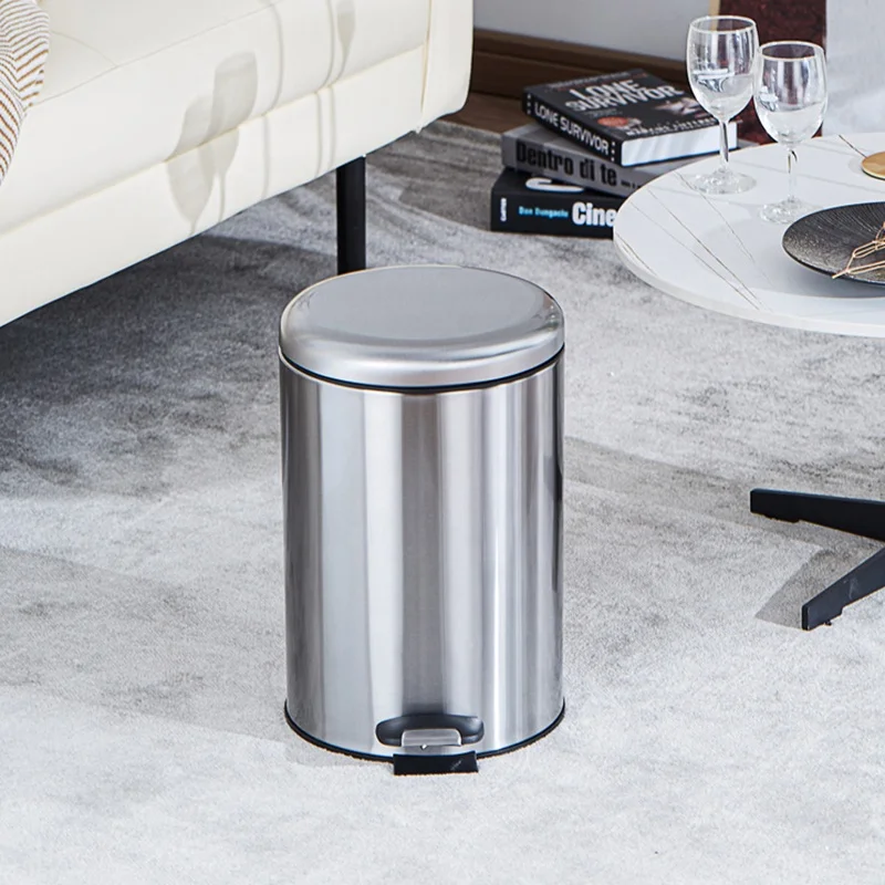 Bathroom Litter Bin Stainless Steel Trash Cans Kitchen Foot Pedal Trash Bin