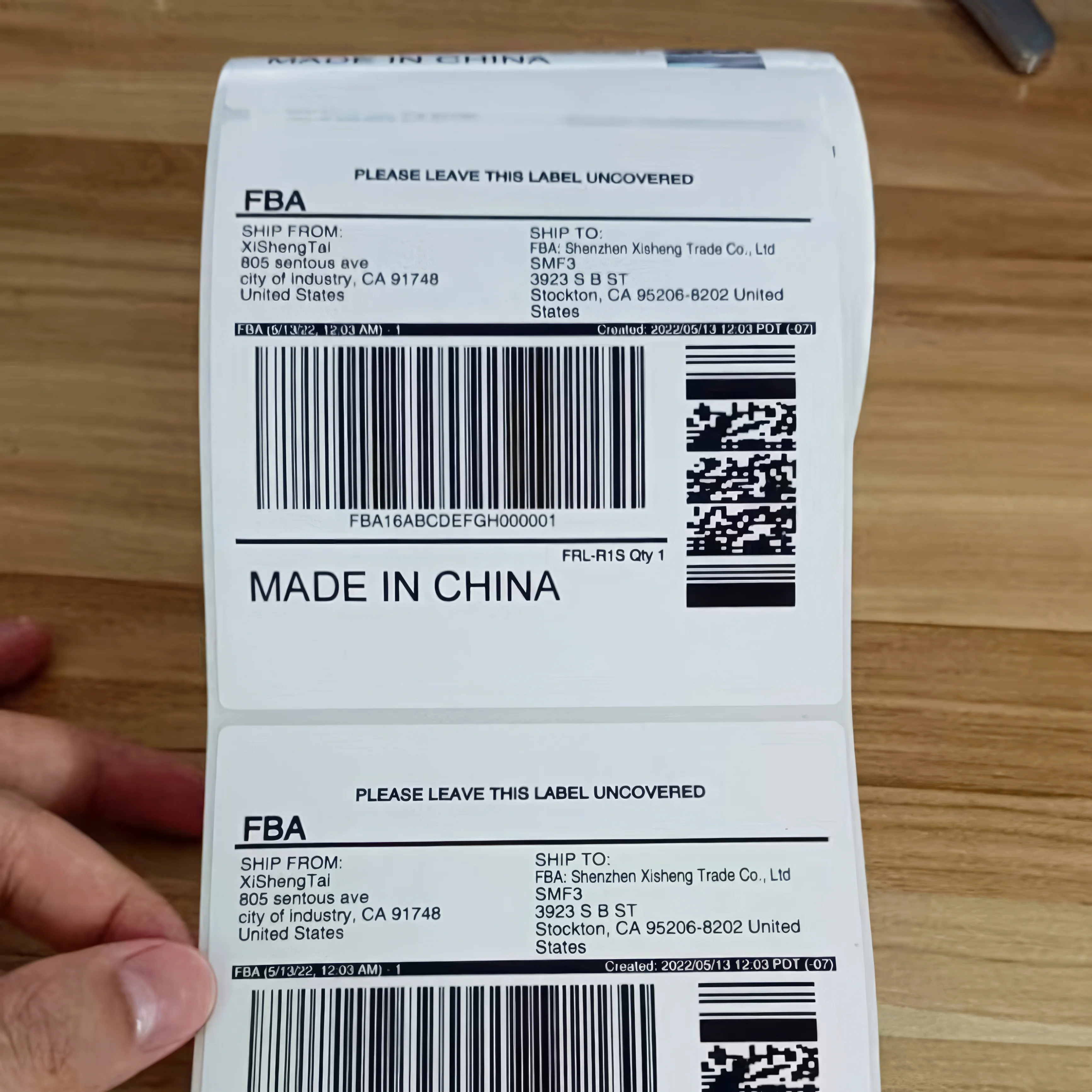 logistics label sku identification sticker tagging barcode tracking QR code FBA outer box packaging label sticker printing