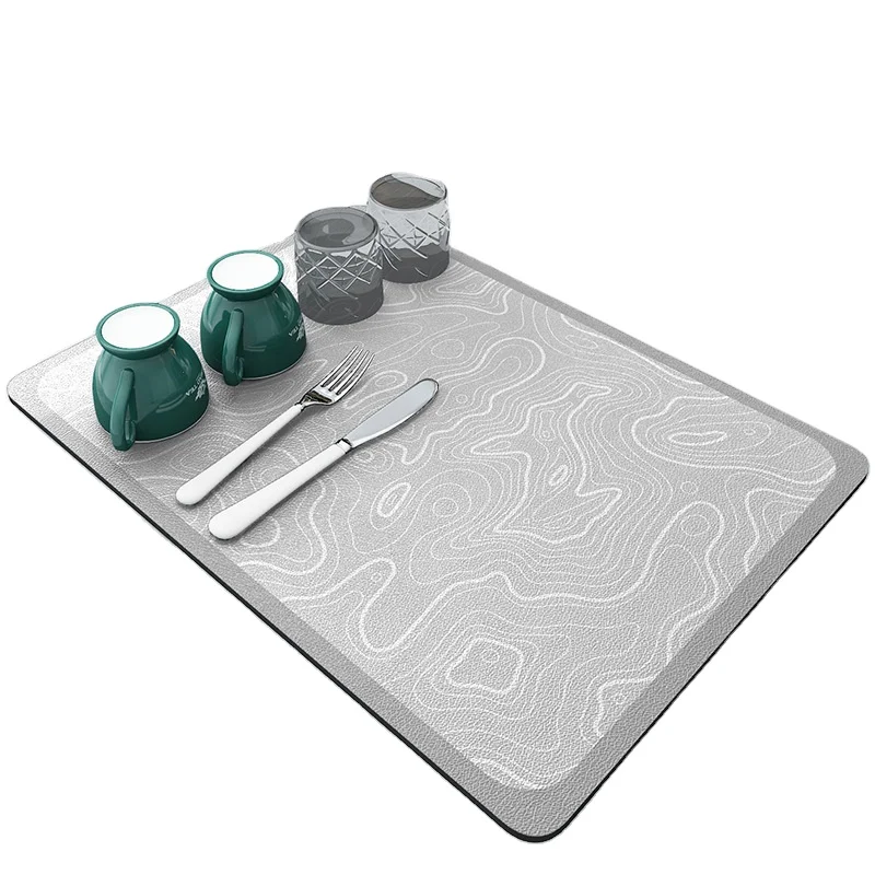High Water Absorption PVC Kitchen Draining Mat Easy Clean Diatom Mud Anti-Slip Wholesale No-Wash Absorbent Mat for Home Use
