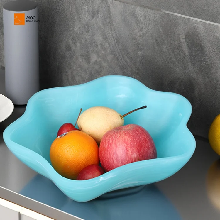 Handmade High Quality Swirl Resin Serving Bowls Food Safe Kitchen Storage Fruit Container Sustainable Salad Bowl Polyresin