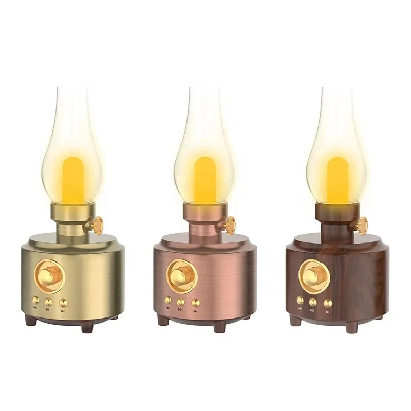 C210 mini oldschool boombox camping light led portable antique decorative oil lamp vintage style retro kerosene lamp speaker