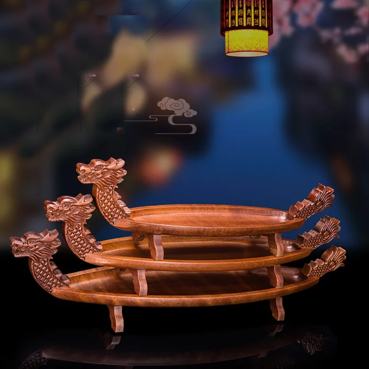 Harmony Hot-sale Restaurant Wholesale Price Serving Tray Shaped Natural Sabimuli Wood Sushi Boat