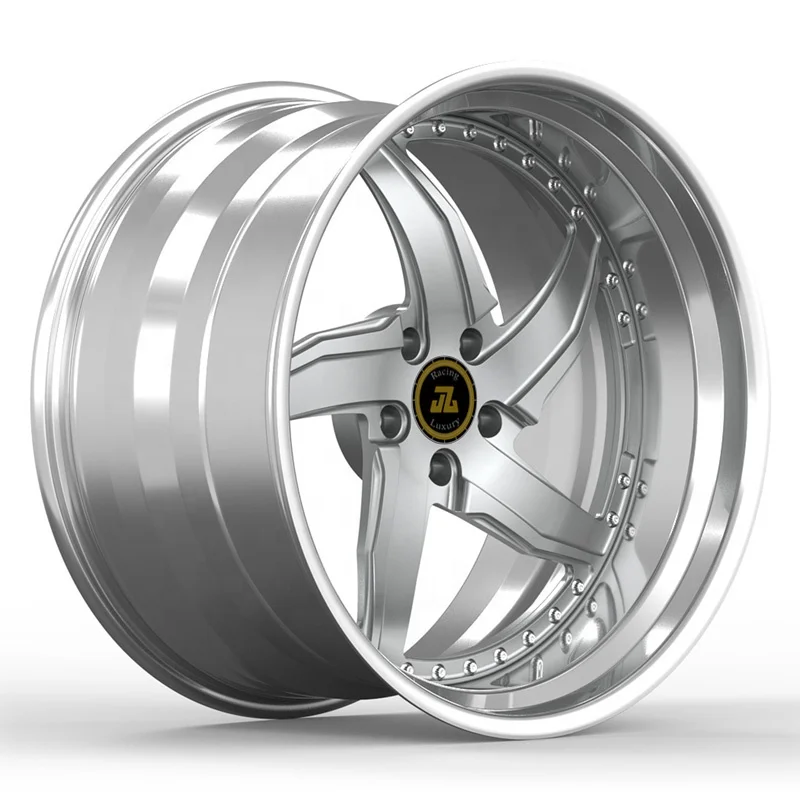 Jiangzao Sports car wheels 2piece design brushed polished whee ldeep dish alloy wheels for M2 M3 M4 M5 GTR Model Y Taycan