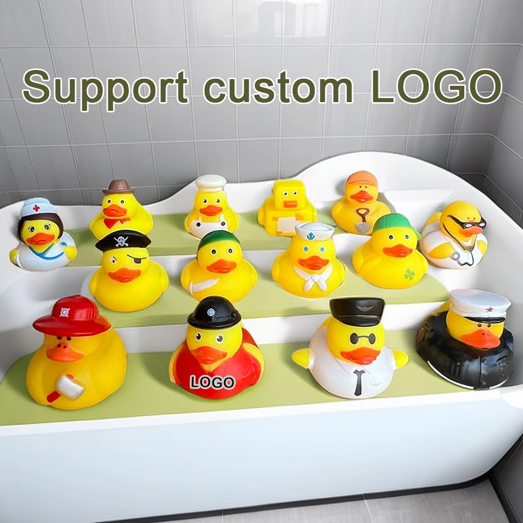 PVC Little Rubber Duck Custom Multicolor Squeezing vinyl Ducks Baby Bath Shower Toy Summer Beach Pool Activity Holiday Gift